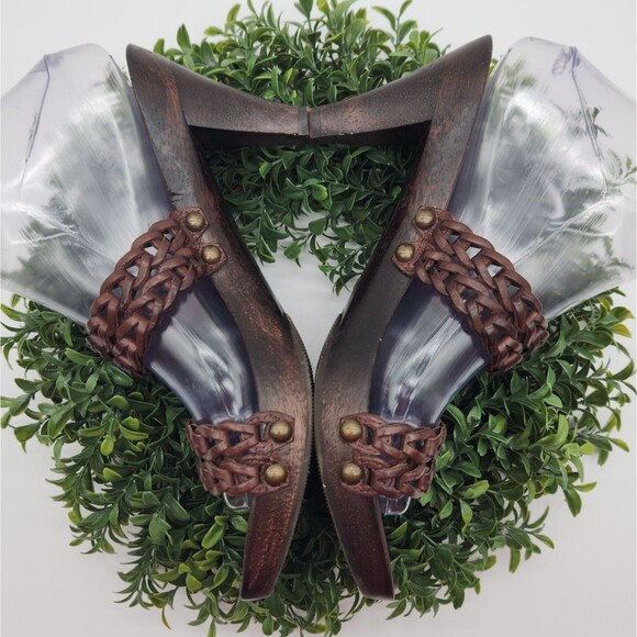 Gianni Bini Loop-T-Loop Sandal Heels Womens Sz 9.5 Brown Leather Boho Hippie 70s - Picture 3 of 12